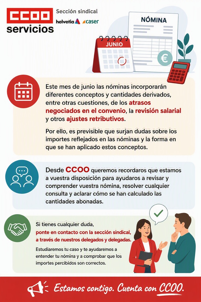NOVEDADES EN LA NÓMINA DE JUNIO