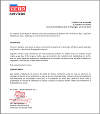 Carta Concello Coruña apertura Carrefour festivos