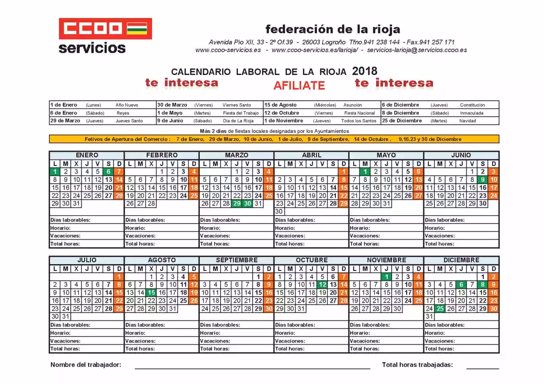 Calendario laboral la rioja 2018