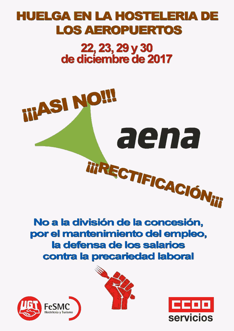 Convocatoria Paros Hosteleria Aeropuertos