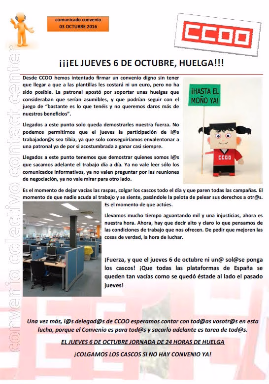 comunicado huelga contact center