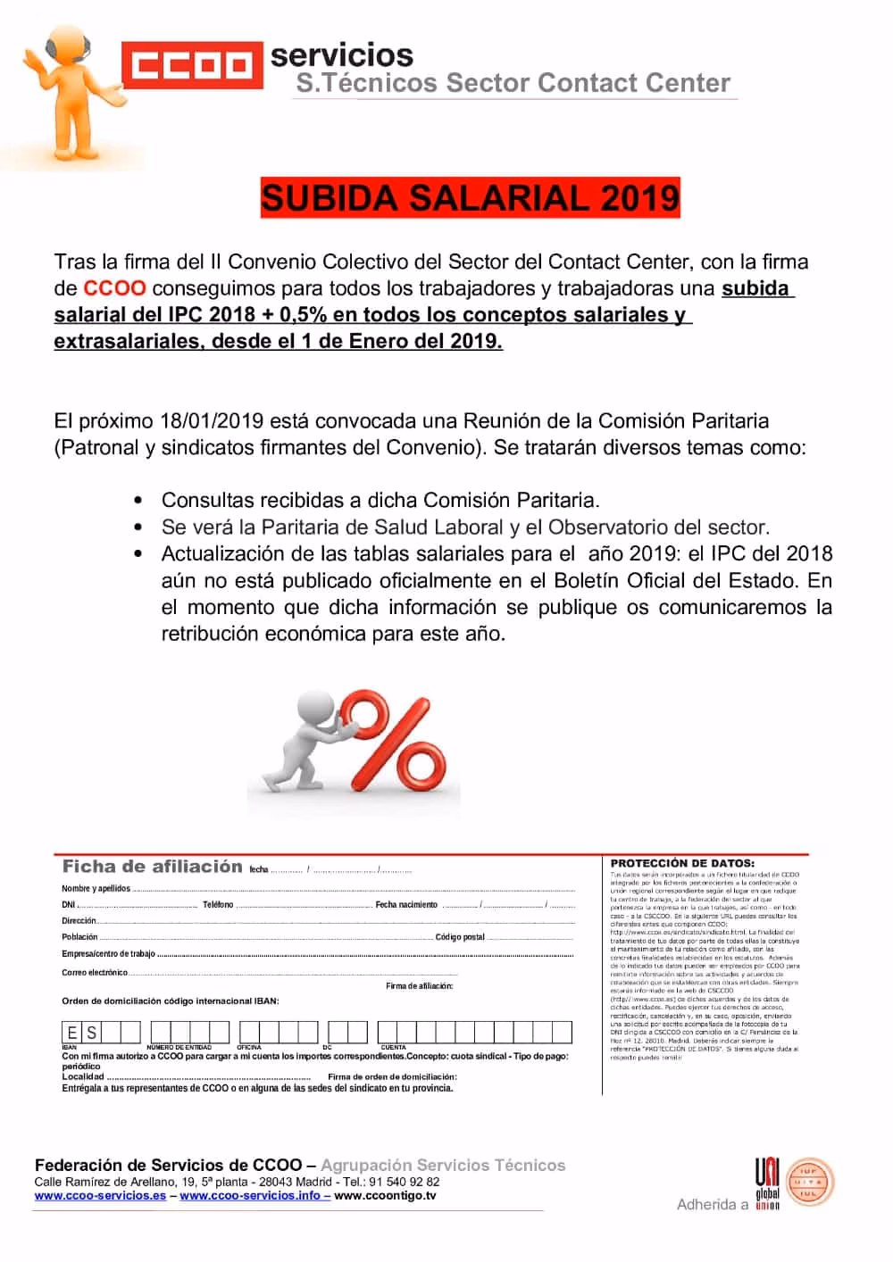 Subida Salarial Telemarketing 2019